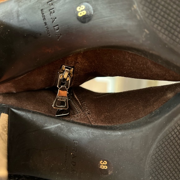 Prada brown suede 19” boots sz 38, 4 inch heel - Picture 9 of 10